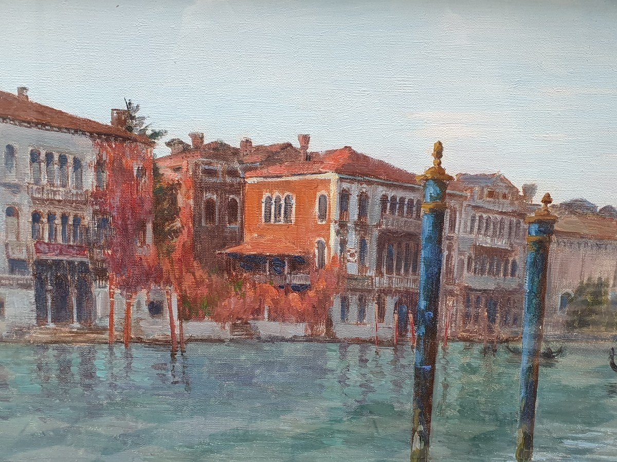 Félix Bouchor Venice Oil On Canvas The Balbi-valier Palace With Its Original Frame-photo-4