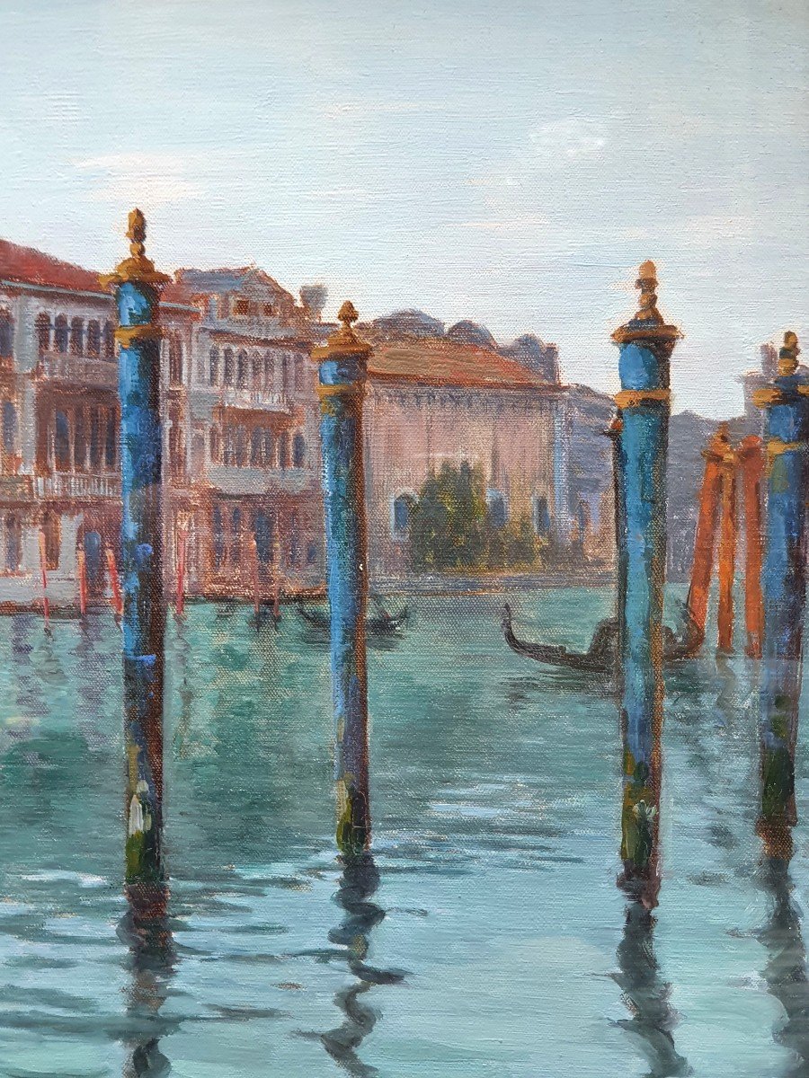 Félix Bouchor Venice Oil On Canvas The Balbi-valier Palace With Its Original Frame-photo-1