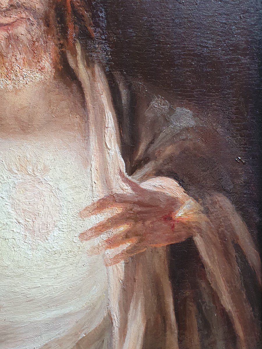 Henri Pinta The Sacred Heart Of Christ 1921 Oil On Canvas-photo-4