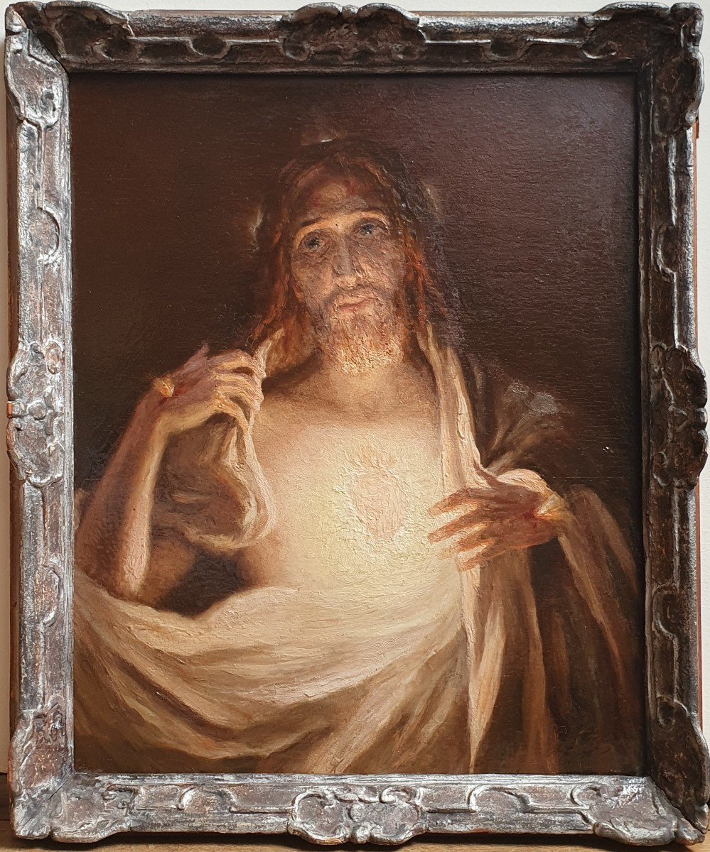 Henri Pinta The Sacred Heart Of Christ 1921 Oil On Canvas-photo-1