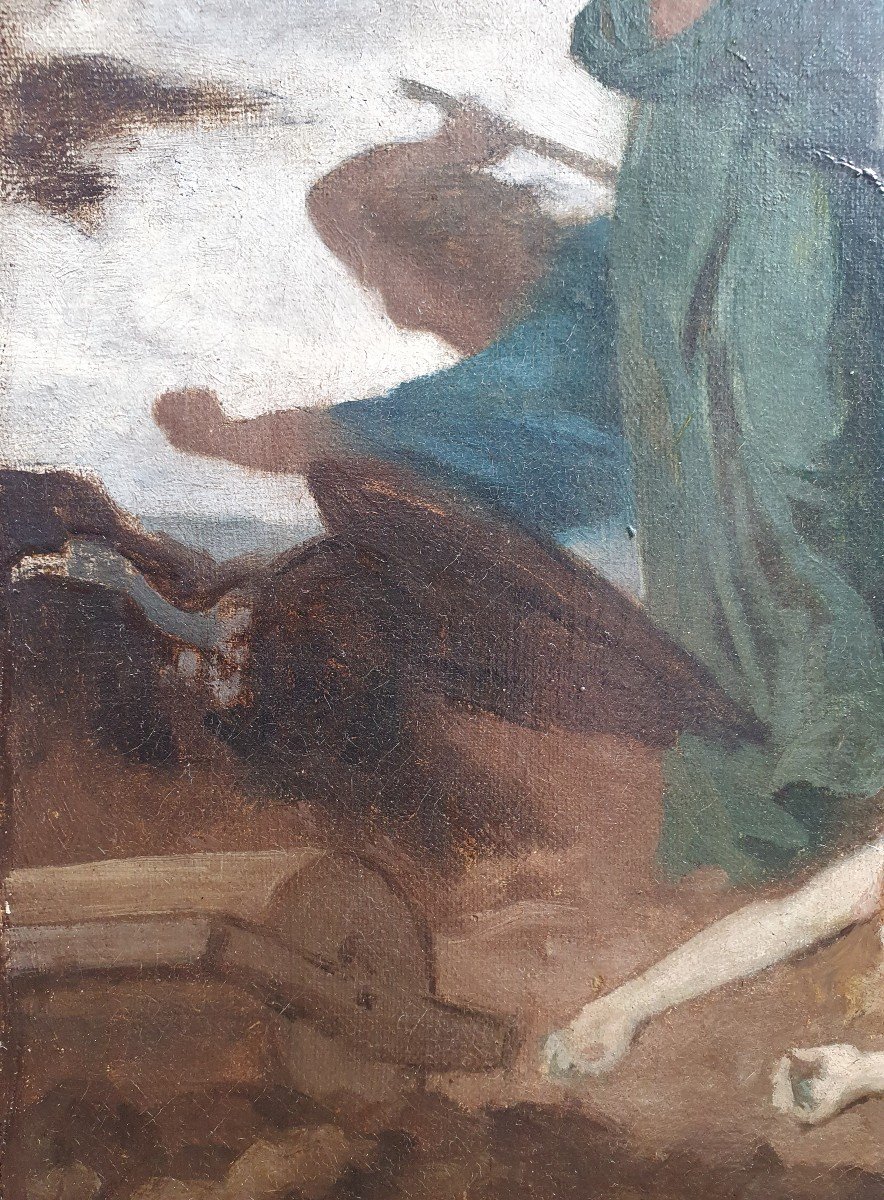 Urbain Bourgeois Esquisse Le Corps De Saint-vincent Protégé Par Les Anges Huile Sur Toile 1879 -photo-2
