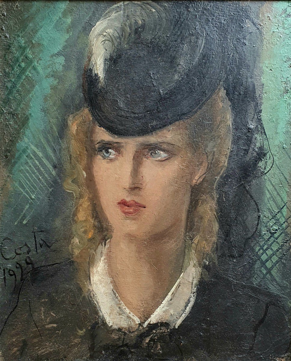 Pilides Tino Costa Portrait De Femme l'Amazone 1929 Huile Sur Toile 