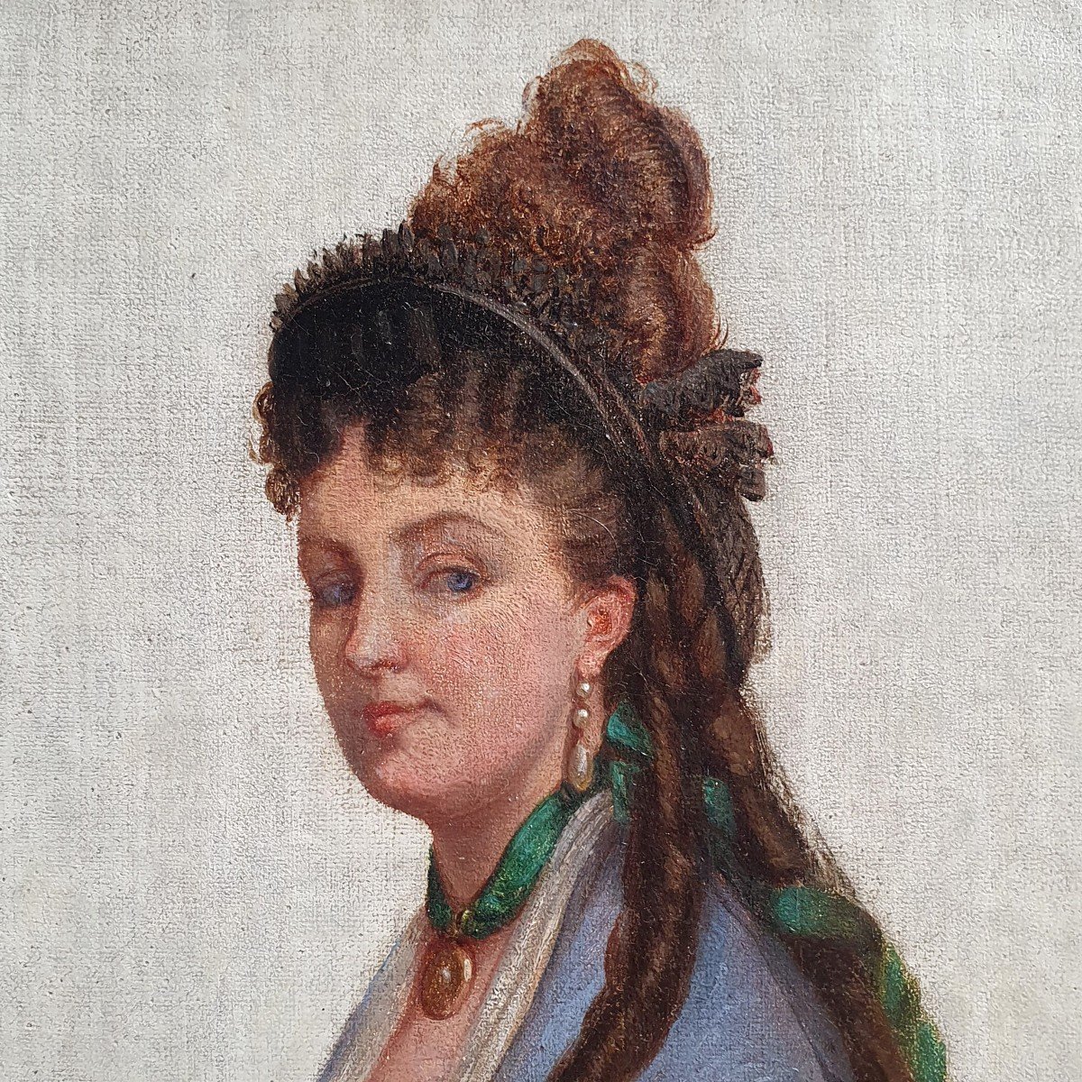 De Chaponay Portrait De Femme Aux Bijoux Huile Sur Toile 1870-photo-2