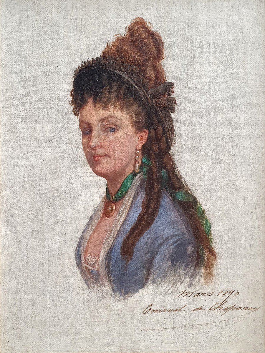 De Chaponay Portrait De Femme Aux Bijoux Huile Sur Toile 1870