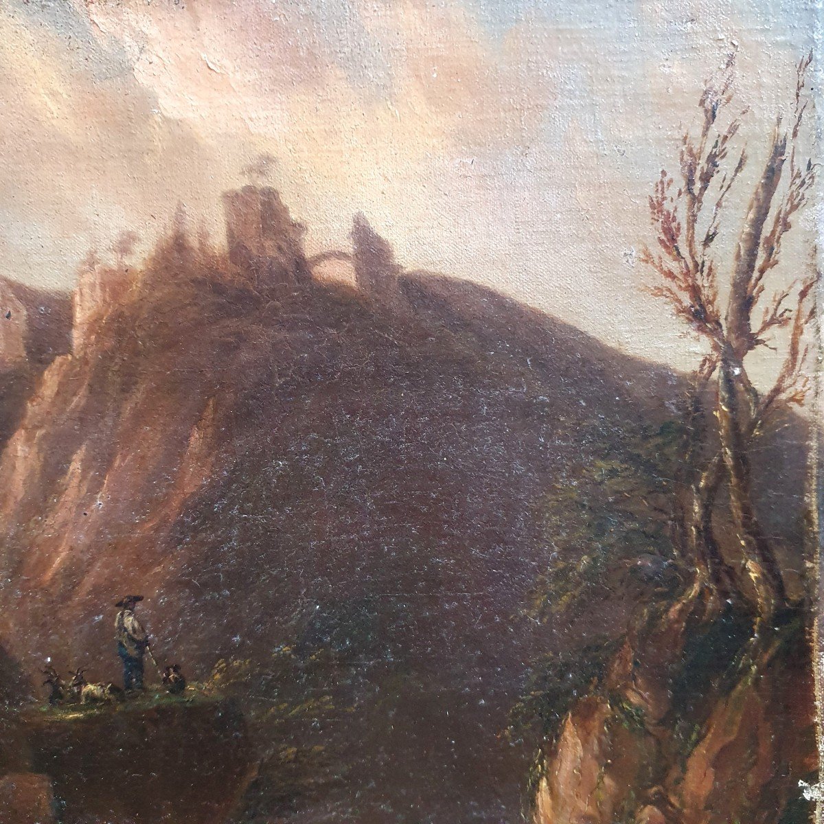 Auguste Bénard Landscape At The Ruined Castle Oil On Canvas 1846-photo-2