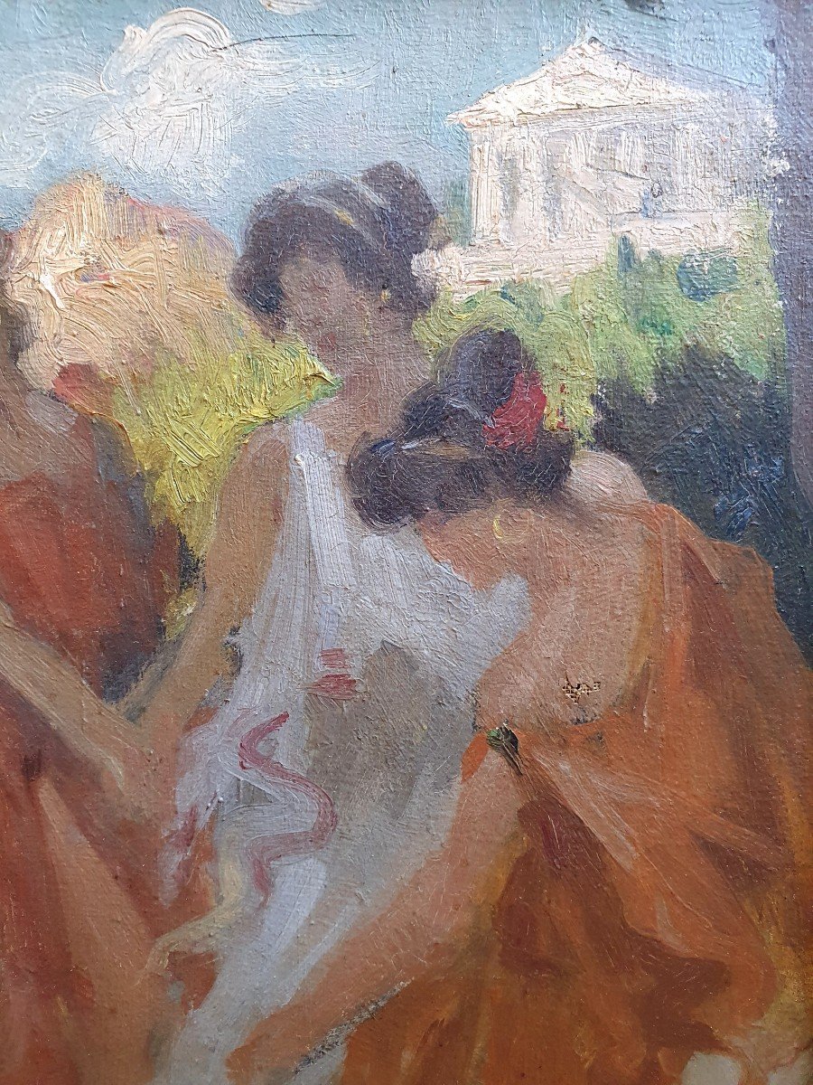 Jean Lefeuvre Bacchanales Huile Sur Toile 1906 Grèce -photo-1