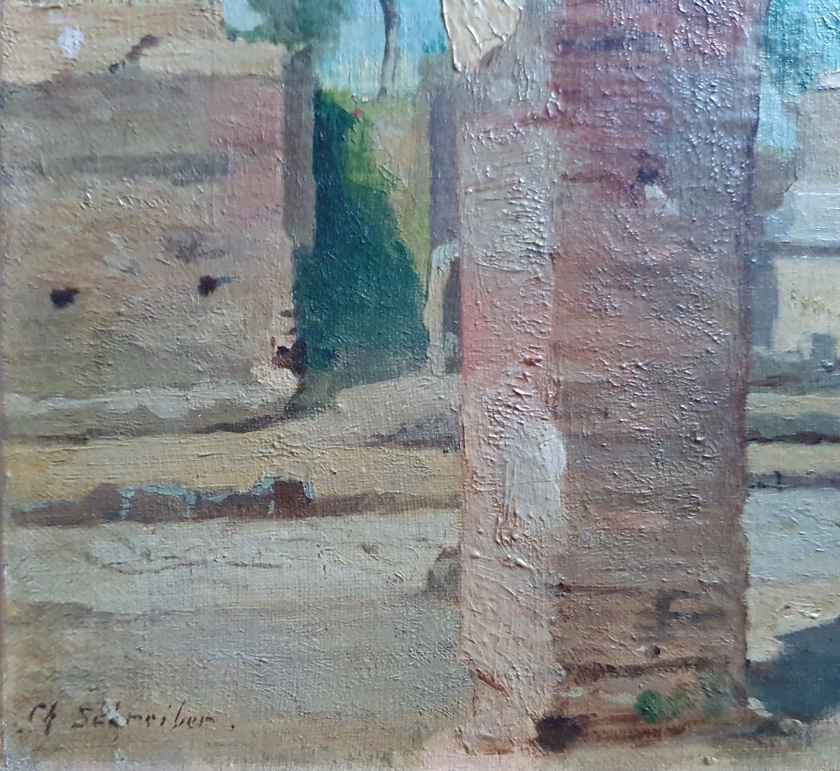 Charles Baptiste Schreiber Pompéi ruines Italie Huile sur toile  1875-photo-1