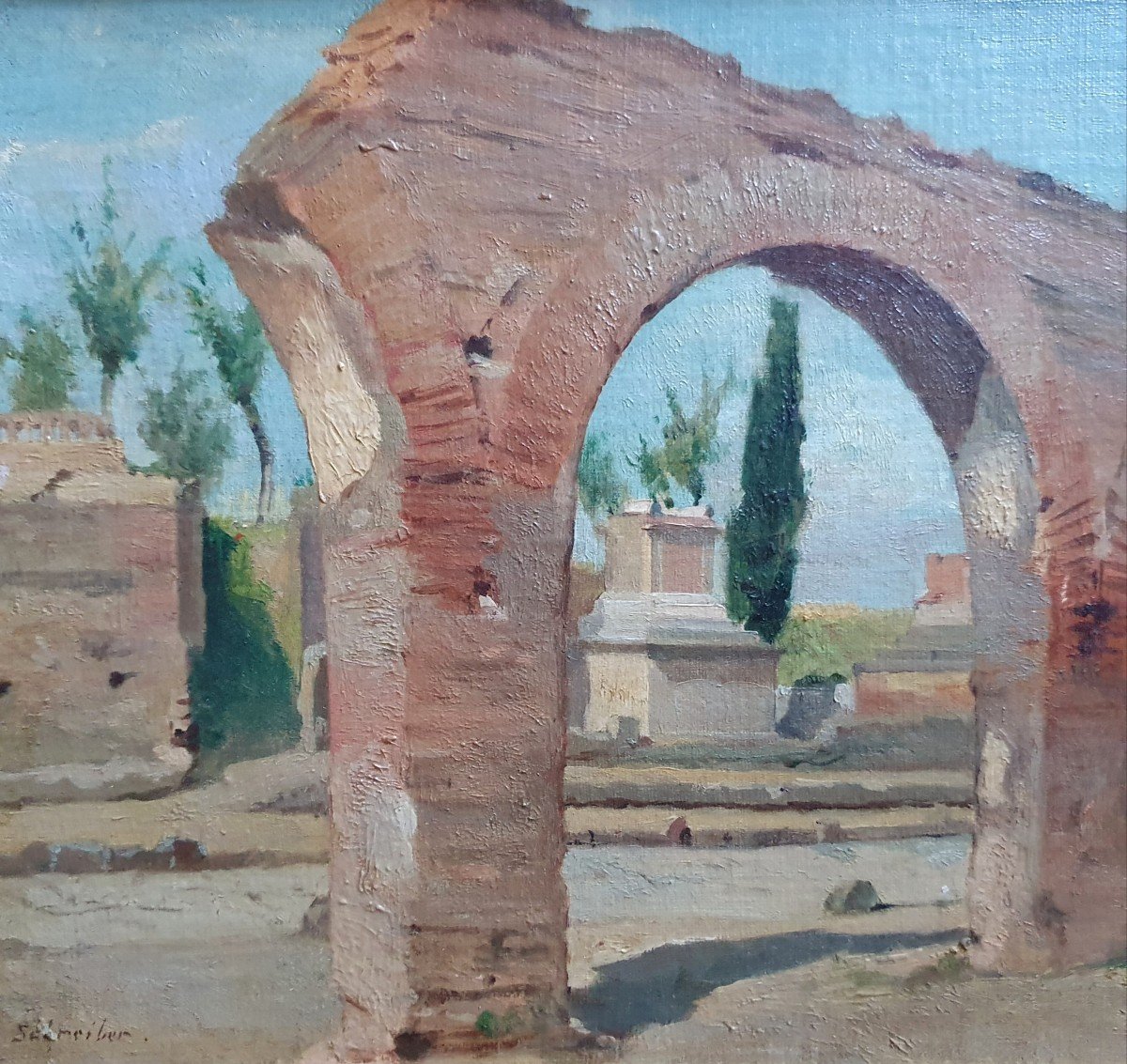 Charles Baptiste Schreiber Pompéi ruines Italie Huile sur toile  1875-photo-2