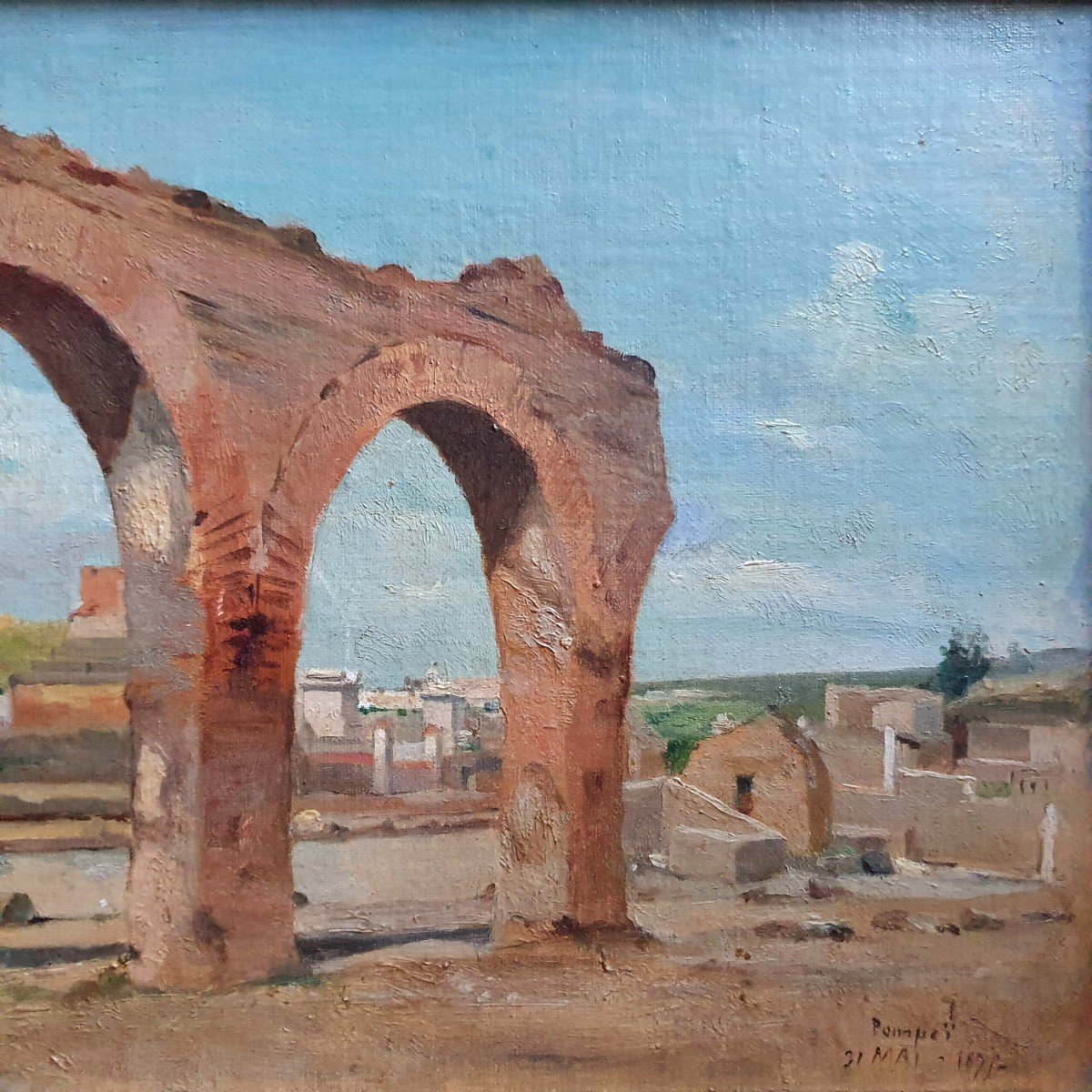 Charles Baptiste Schreiber Pompéi ruines Italie Huile sur toile  1875-photo-3