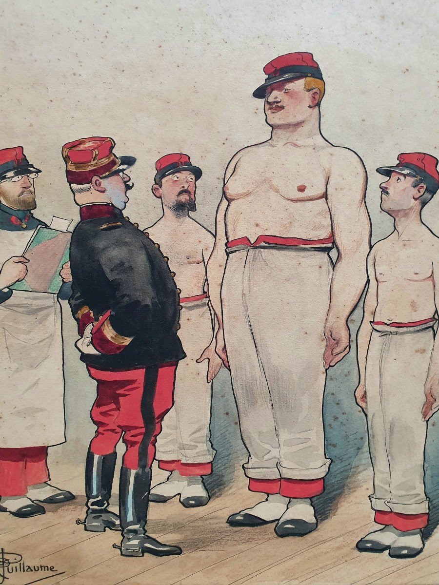 Albert Guillaume Military Caricature Watercolor And Gouache On Paper Medical Visit-photo-3