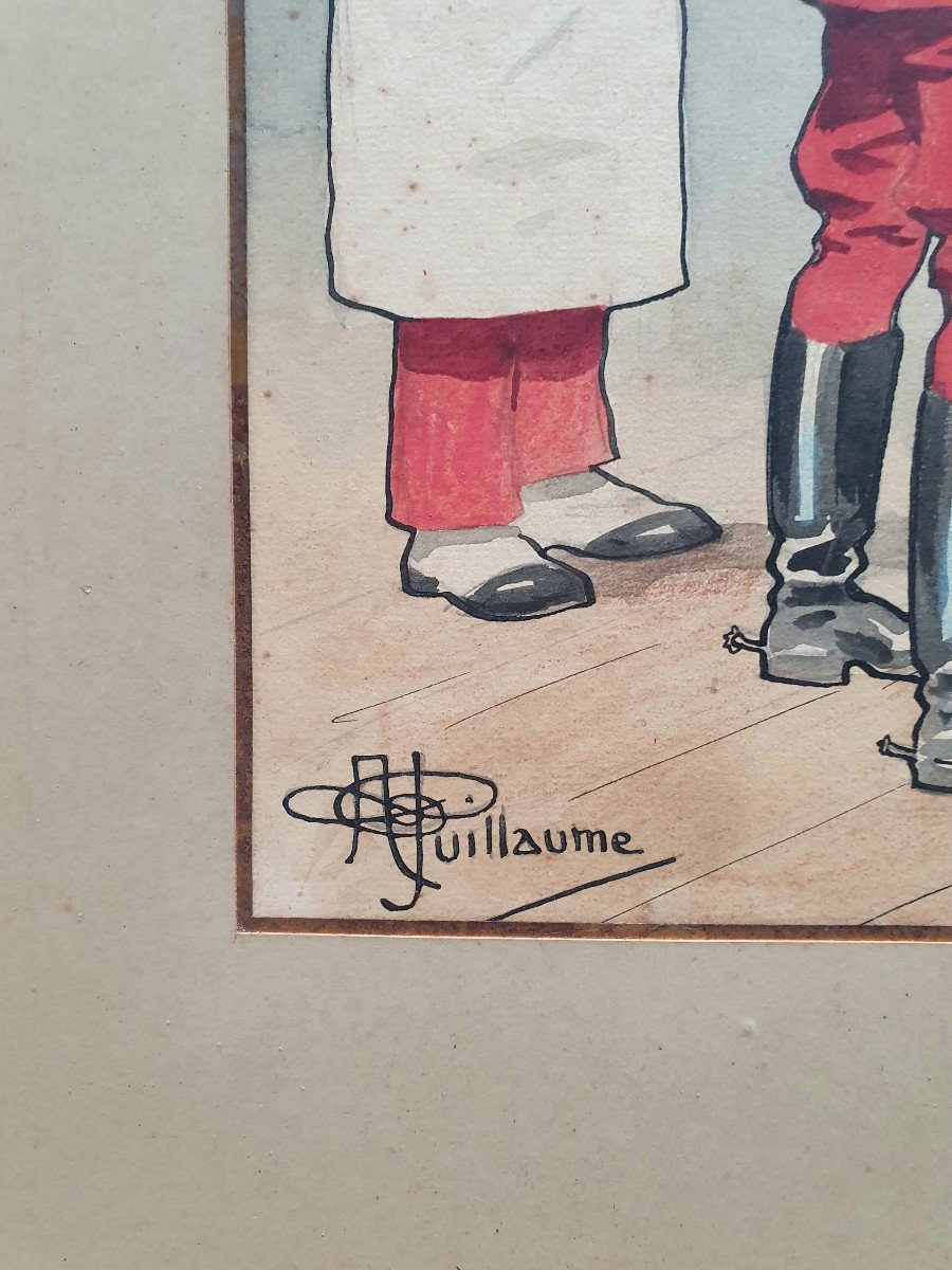 Albert Guillaume Military Caricature Watercolor And Gouache On Paper Medical Visit-photo-2