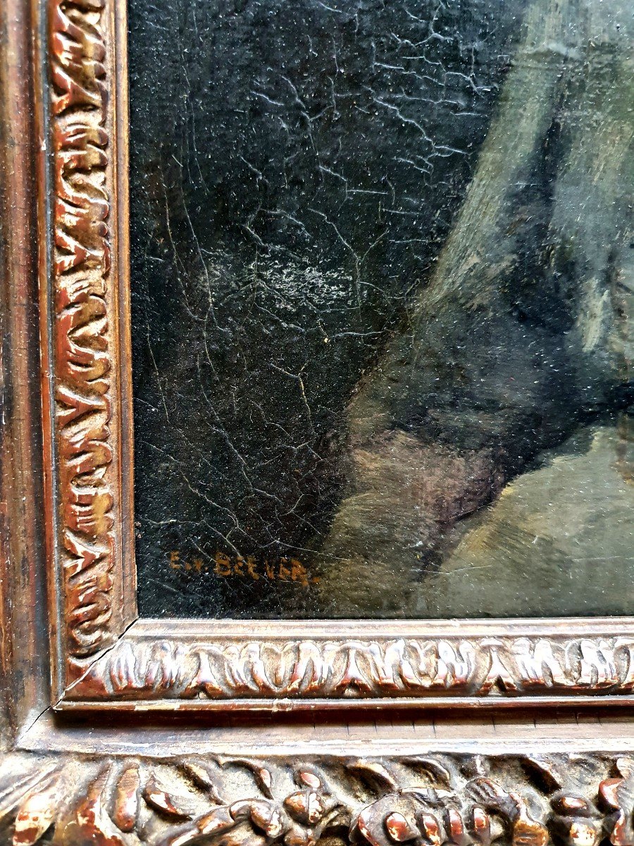 Emanuel Van Beever Portrait d'Une Jeune Fille Huile Sur Toile-photo-1