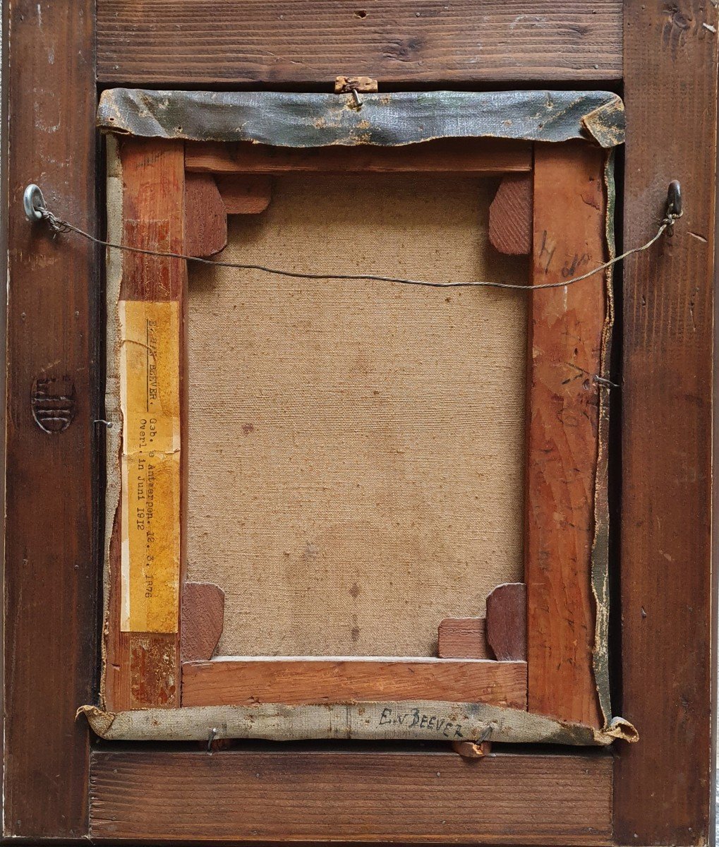 Emanuel Van Beever Portrait d'Une Jeune Fille Huile Sur Toile-photo-2