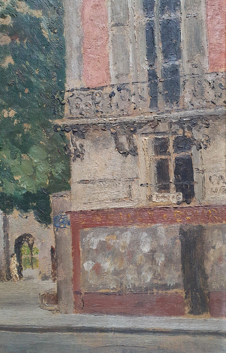 Rue De Seine Paris Oil On Cardboard-photo-1