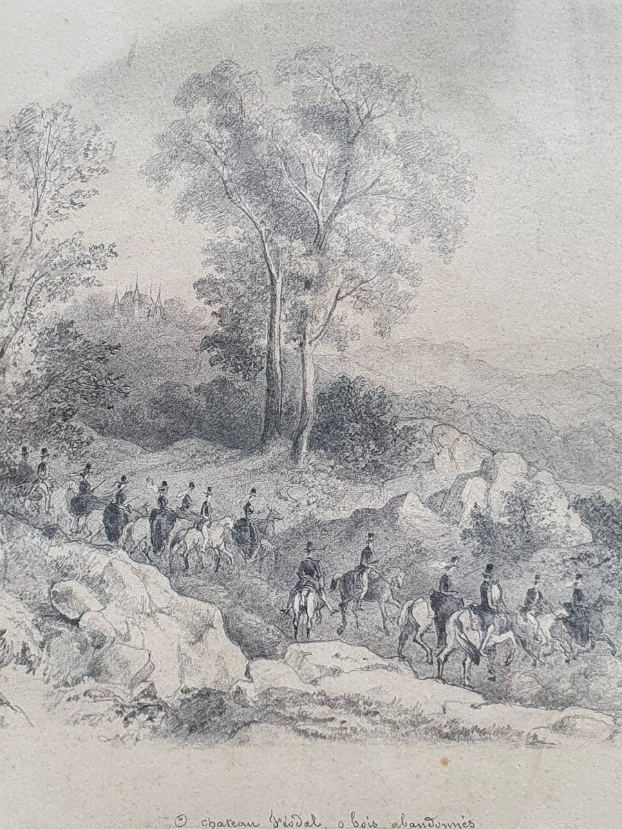 Les Amazones Vers Le Lac d'Issarlès Dessin Du XIXème Siècle Poème Elise Belin Château Vachères-photo-4