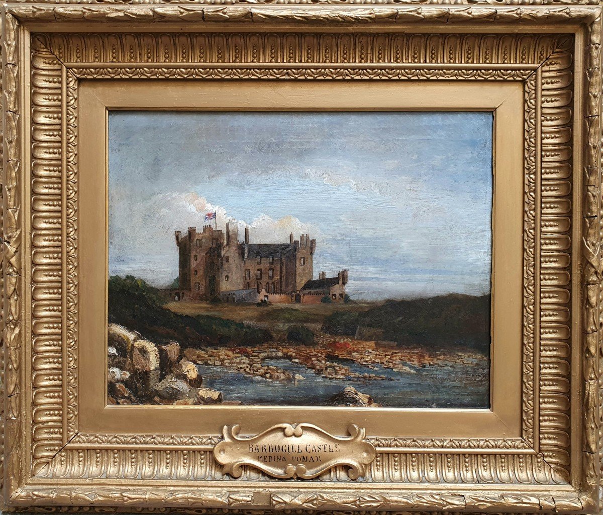 Château De Mey Ecosse Paire d'Huiles Sur Toile Barrogill Medina Pomar -photo-3