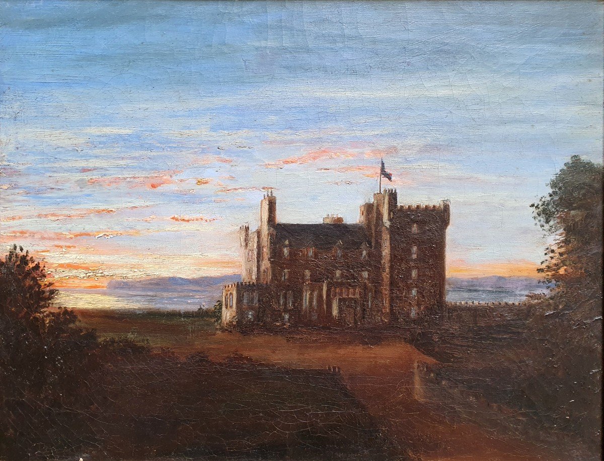 Château De Mey Ecosse Paire d'Huiles Sur Toile Barrogill Medina Pomar -photo-2