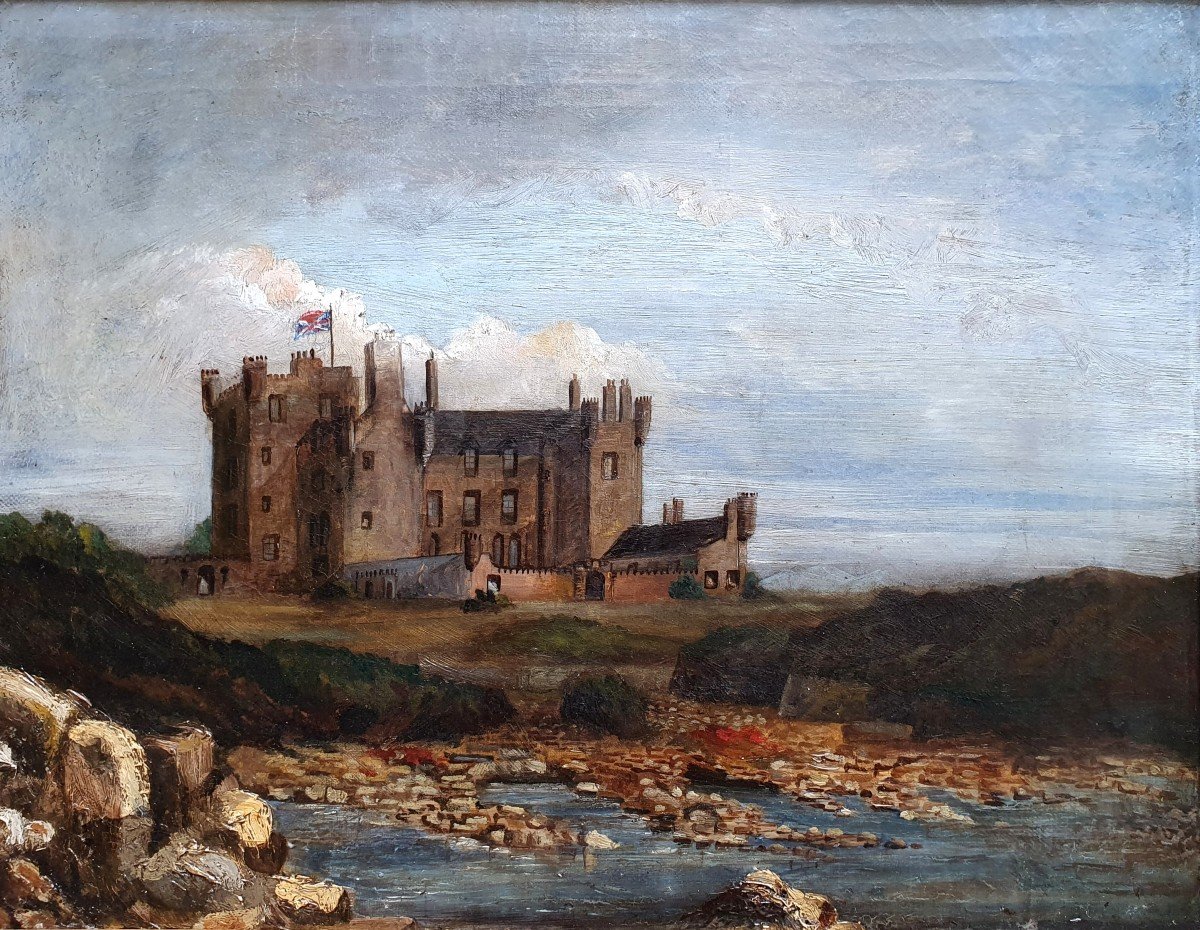 Château De Mey Ecosse Paire d'Huiles Sur Toile Barrogill Medina Pomar -photo-6