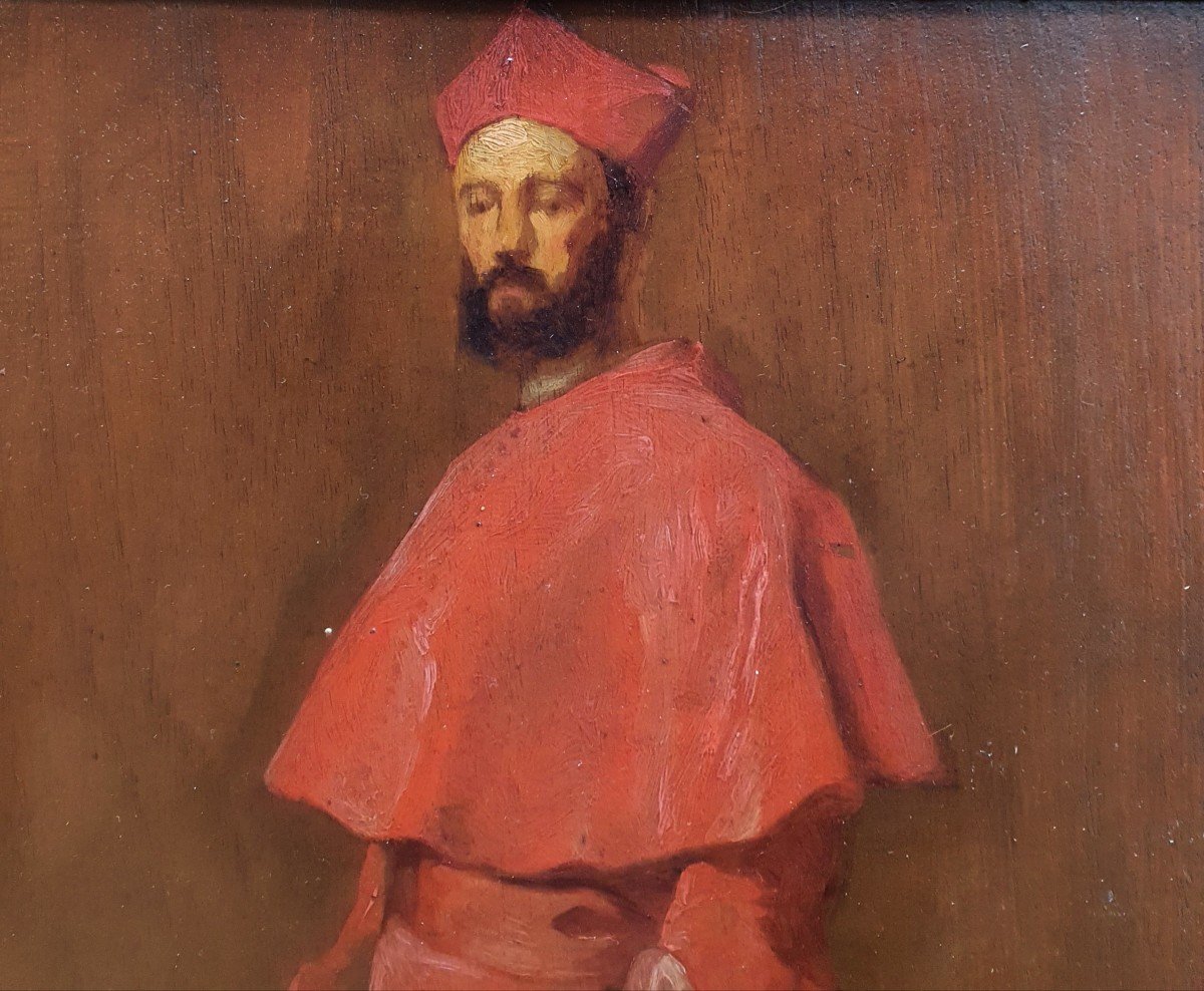 Cardinal Entourage By Jean Paul Laurens Oil On Panel Framed-photo-4