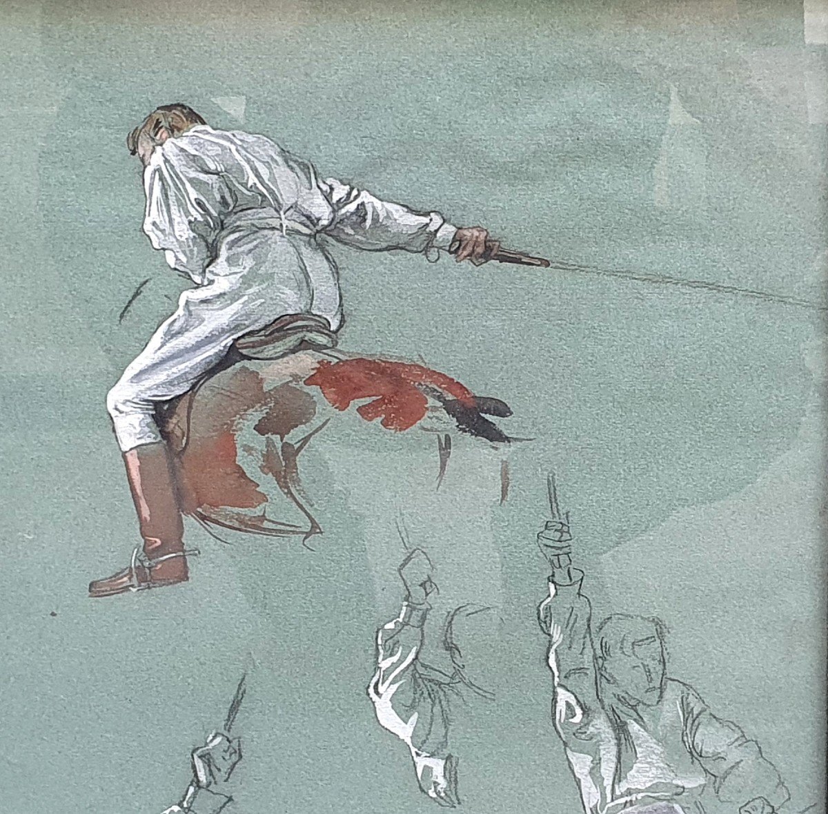 Georges Jeanniot Joueur De Polo Aquarelle Et Gouache Sur Papier Préparatoire Polo à Bagatelle-photo-3