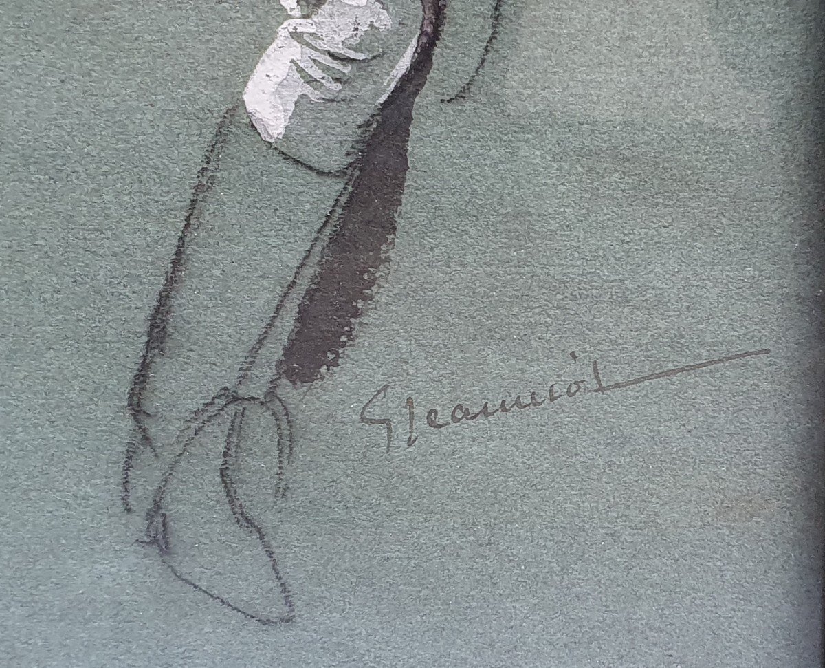 Georges Jeanniot Joueur De Polo Aquarelle Et Gouache Sur Papier Préparatoire Polo à Bagatelle-photo-4
