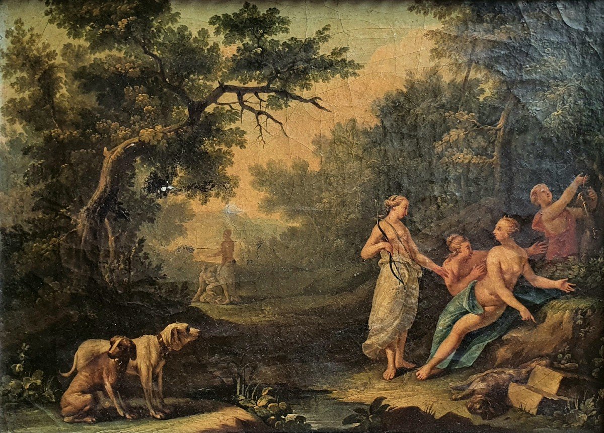 Jens Juel Diane Huntress Danish Painter Oil On Canvas Eighteenth Century Dogs To Clean