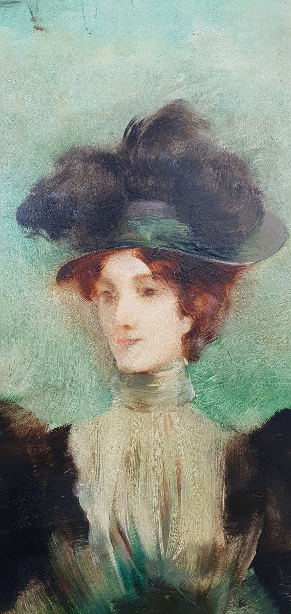 Louis Abel Truchet Elegant Oil On Panel Circa 1900-photo-3