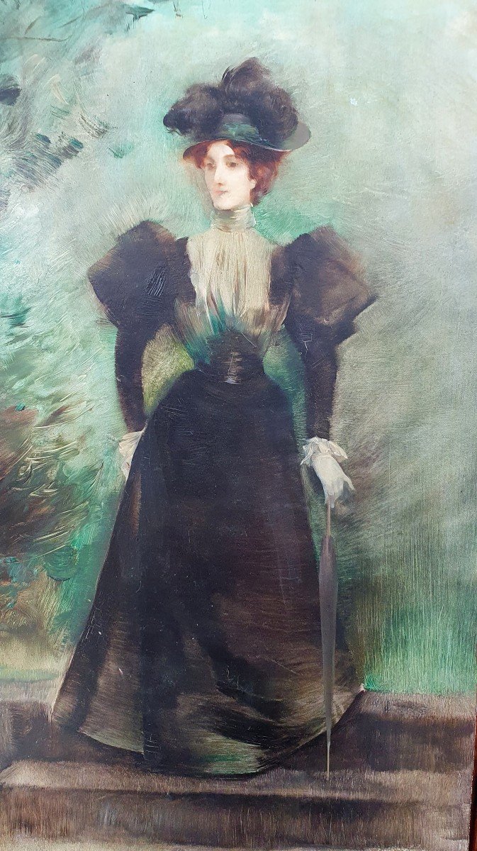 Louis Abel Truchet Elegant Oil On Panel Circa 1900-photo-8