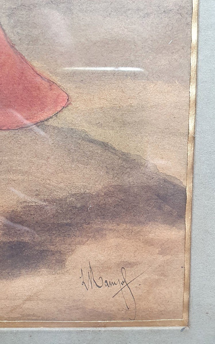 Pair Of Watercolors Zouave And Dragon XIXth Century Signature To Decipher Military Soldier-photo-4