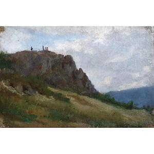 Beautiful Animated Landscape Oil On Canvas XIXth Century Entourage Paul Huet