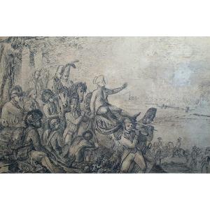 Bonaparte The Battle Of The Pont d'Arcole Pen Drawing Empire Napoleon