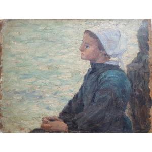 Camille Boiry A Young Breton Oil On Panel Circa 1900 Brittany