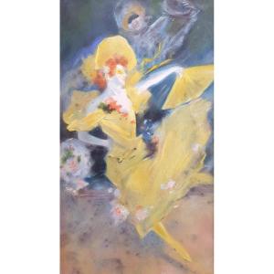 Attribué à Jules Chéret (1836-1932) Danseuse à l'éventail Pastel Sur Papier