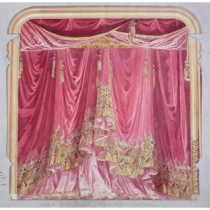 Curtain Project For The Theater Of La Rochelle 1887 Watercolor Gold Highlights