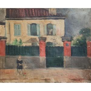 School Of Paris Young Child In The Hoop Oil On Canvas Signature Altman?