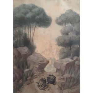 Louis Joseph Rossy Le Pot De Terre Et Le Pot De Fer Jean De La Fontaine Aquarelle 