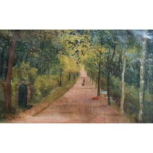 Alley Of Trees At Easel Oil On Canvas Late 19th Century