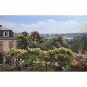 View Of The Surroundings Of Paris Oil On Canvas 1883 Signature To Be Identified Probably Meudon 