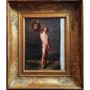 David tenant la tête de Goliath par Adolphe Henri Dubasty Esquisse huile sur toile 1846 Louvre