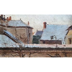 Armand Guéry Roofs Under The Snow In Paris Oil On Panel 1906
