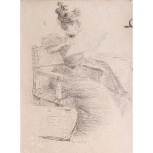 Aquiles Léon Lacault *the Print Collector* Graphite On Paper Drypoint, Late 19th Century