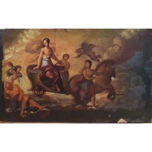 Le char de Vénus huile sur papier contrecollé sur un panneau début du XIXème siècle