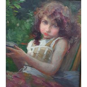 Jeune fille à la tasse Huile sur toile vers 1900 impressionnisme