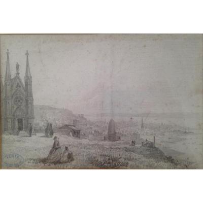 Amédée Rosier, St. Address In Normandy View From Around 1852 Drawing