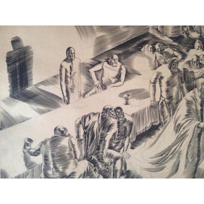 Albert Decaris The Last Supper Original Drawing Mystique