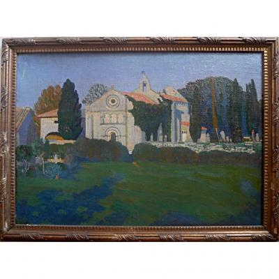 Marius De Buzon Saint Sigismund Of Clermont Near Bordeaux Church Oil Carton 1921