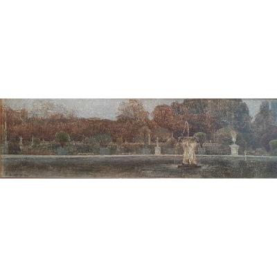 Eugène Loup The Fountain Of The Grand Bassin In The Jardin Du Luxembourg Paris 1903 Oil Carton