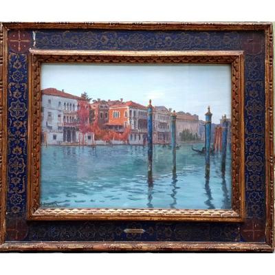 Félix Bouchor Venice Oil On Canvas The Balbi-valier Palace With Its Original Frame