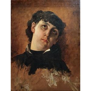 Gustave Nicolas Pinel Portrait De Femme 1884 Georgette Huile Sur Toile