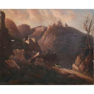 Auguste Bénard Landscape At The Ruined Castle Oil On Canvas 1846